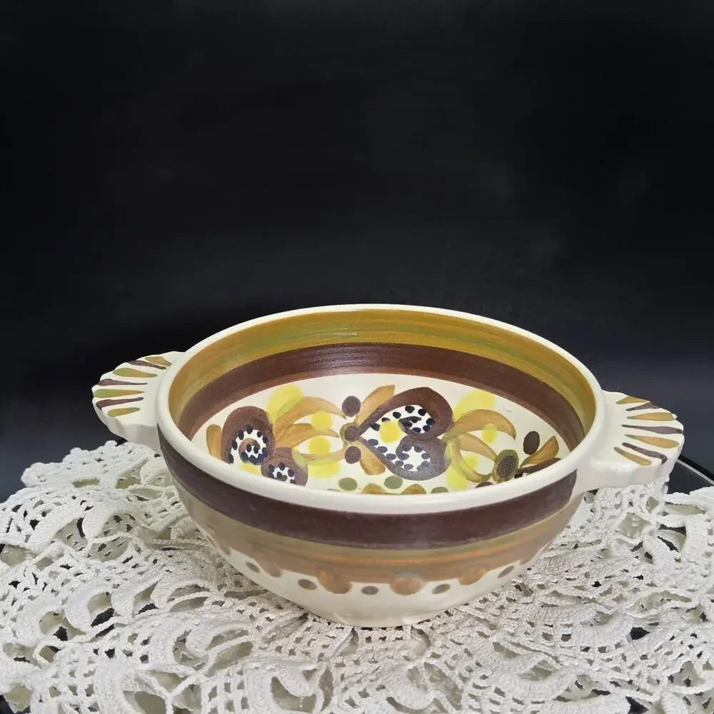 Quimper Pottery Bowl Vintage Collectible Brown Heart Handpainted France